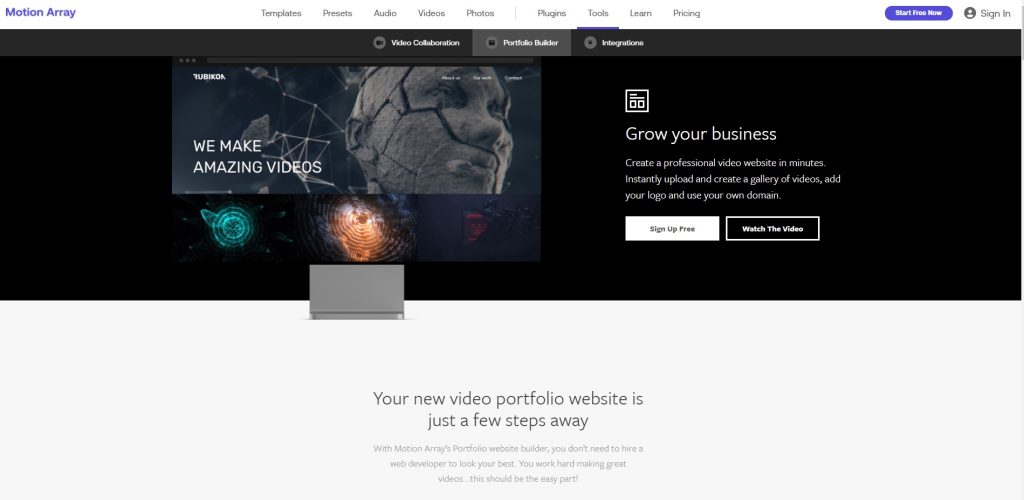 Motion Array Website Builder 